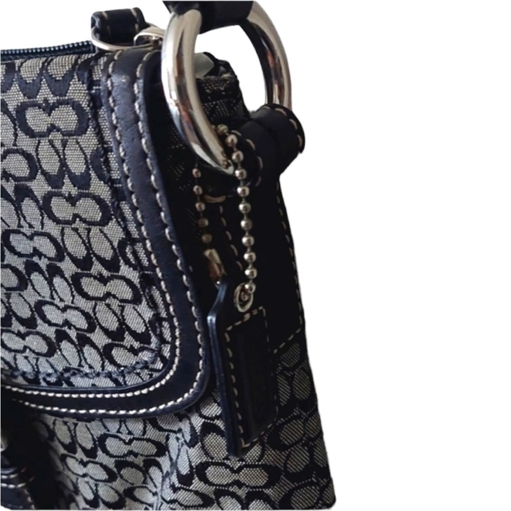 Coach Monogrammed Logo Buckle Small Crossbody Black/White/Silver Hardware - Picture 8 of 15